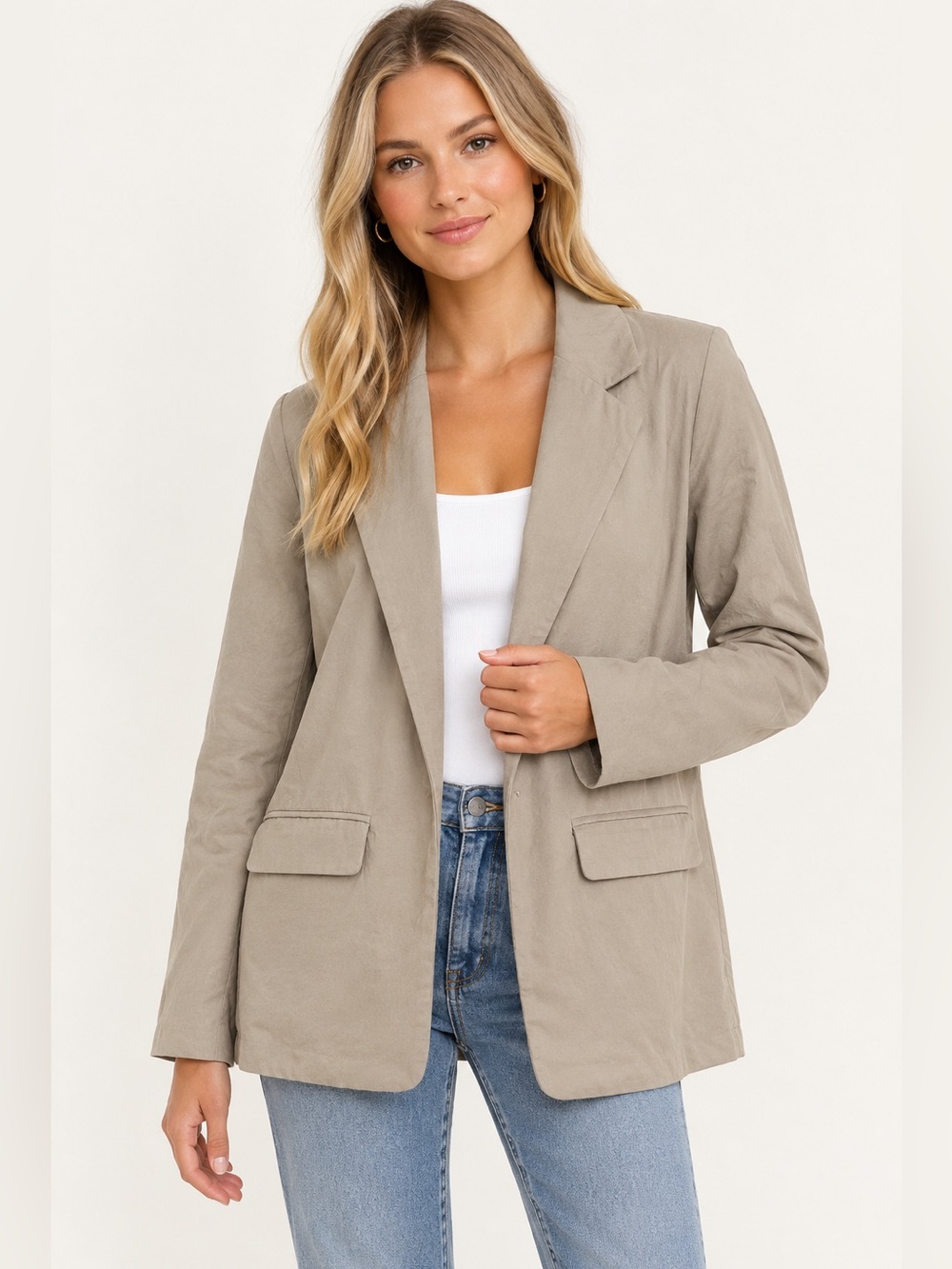 Abercrombie & Fitch Women's Light Beige Blazer Jacket